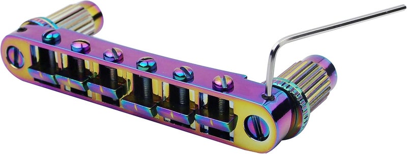 guyker Guitar Saddle Bridge - Tune-O-Matic Bridges with Studs Replacement for LP EPI 6 String Electric Guitar (GM003, Rainbow Chameleon) - Image 2